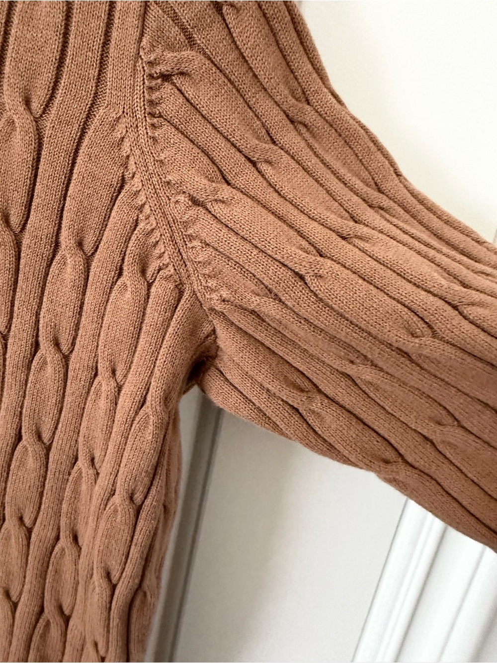 Style & Co. Cable Knit Crewneck Sweater in Warm Brown - Picture 6 of 7